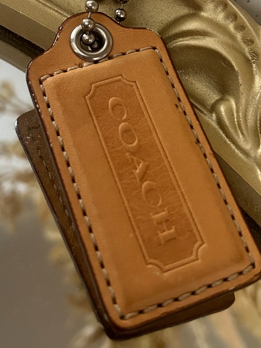 Coach Tan Leather Large Hang Tag